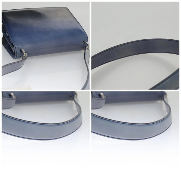 Salvatore Ferragamo Gancini Shoulder Bag Patent Leather Blue Silver Auth 103861 - Picture 16 of 16